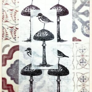 Linogravure Oiseau champignon