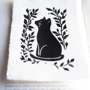 linogravure chat nature